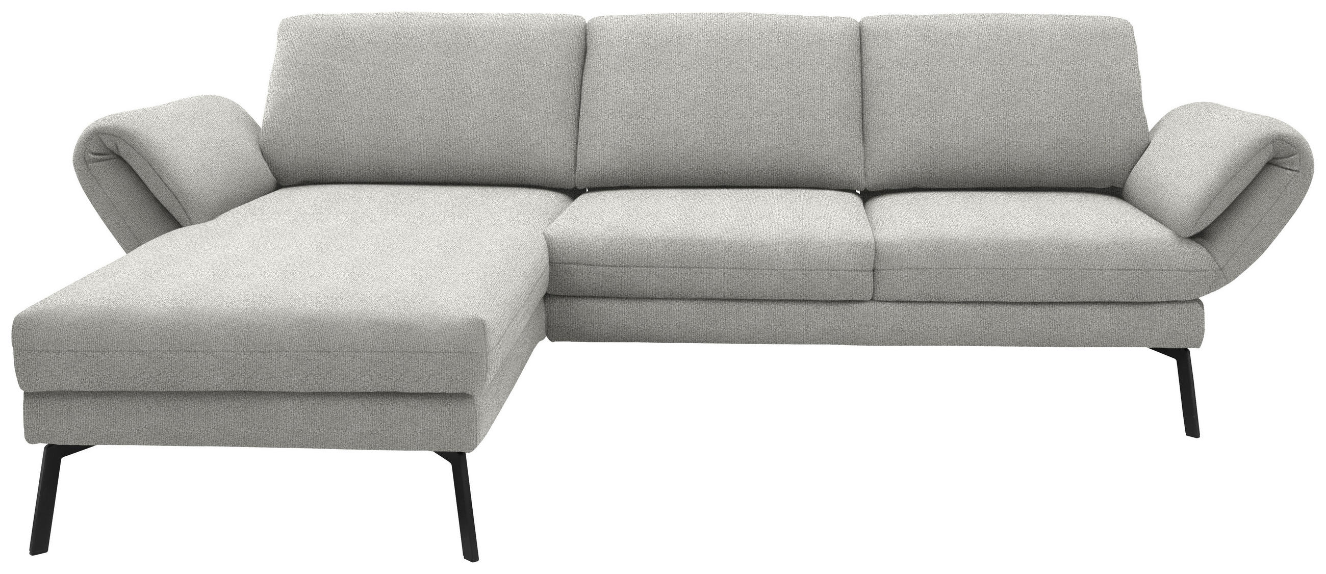 ECKSOFA  in Flachgewebe Silberfarben  175-224/255-365 cm  - Silberfarben/Schwarz, Design, Textil/Metall (175-224/255-365cm) - Dieter Knoll