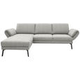 ECKSOFA  in Flachgewebe Silberfarben  175-224/255-365 cm  - Silberfarben/Schwarz, Design, Textil/Metall (175-224/255-365cm) - Dieter Knoll