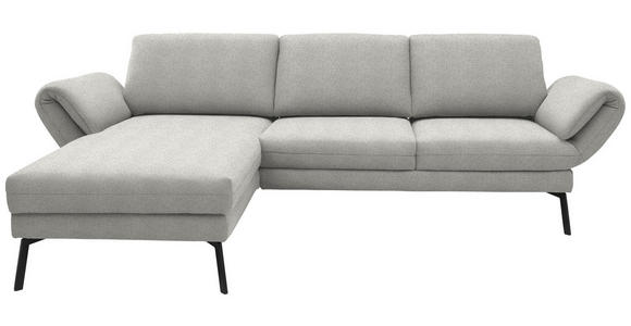 ECKSOFA  in Flachgewebe Silberfarben  175-224/255-365 cm  - Silberfarben/Schwarz, Design, Textil/Metall (175-224/255-365cm) - Dieter Knoll