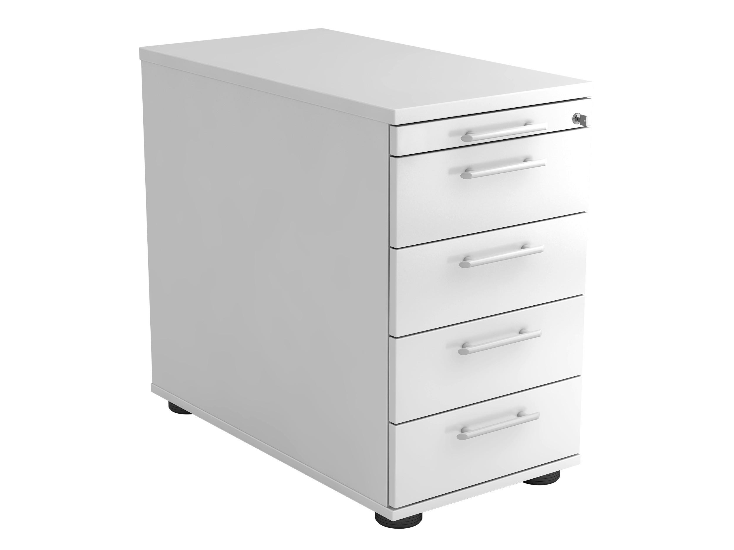 ANSTELLCONTAINER Weiß  - Silberfarben/Schwarz, KONVENTIONELL, Holzwerkstoff/Kunststoff (42,8/72-76/80cm) - Venda