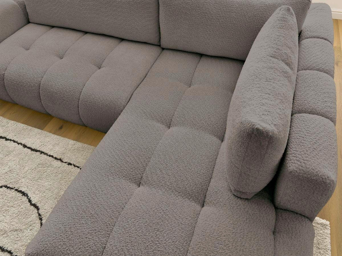 ECKSCHLAFSOFA FUJI Bouclé Taupe  inkl.  - Taupe/Schwarz, MODERN, Kunststoff/Textil (282/204cm)