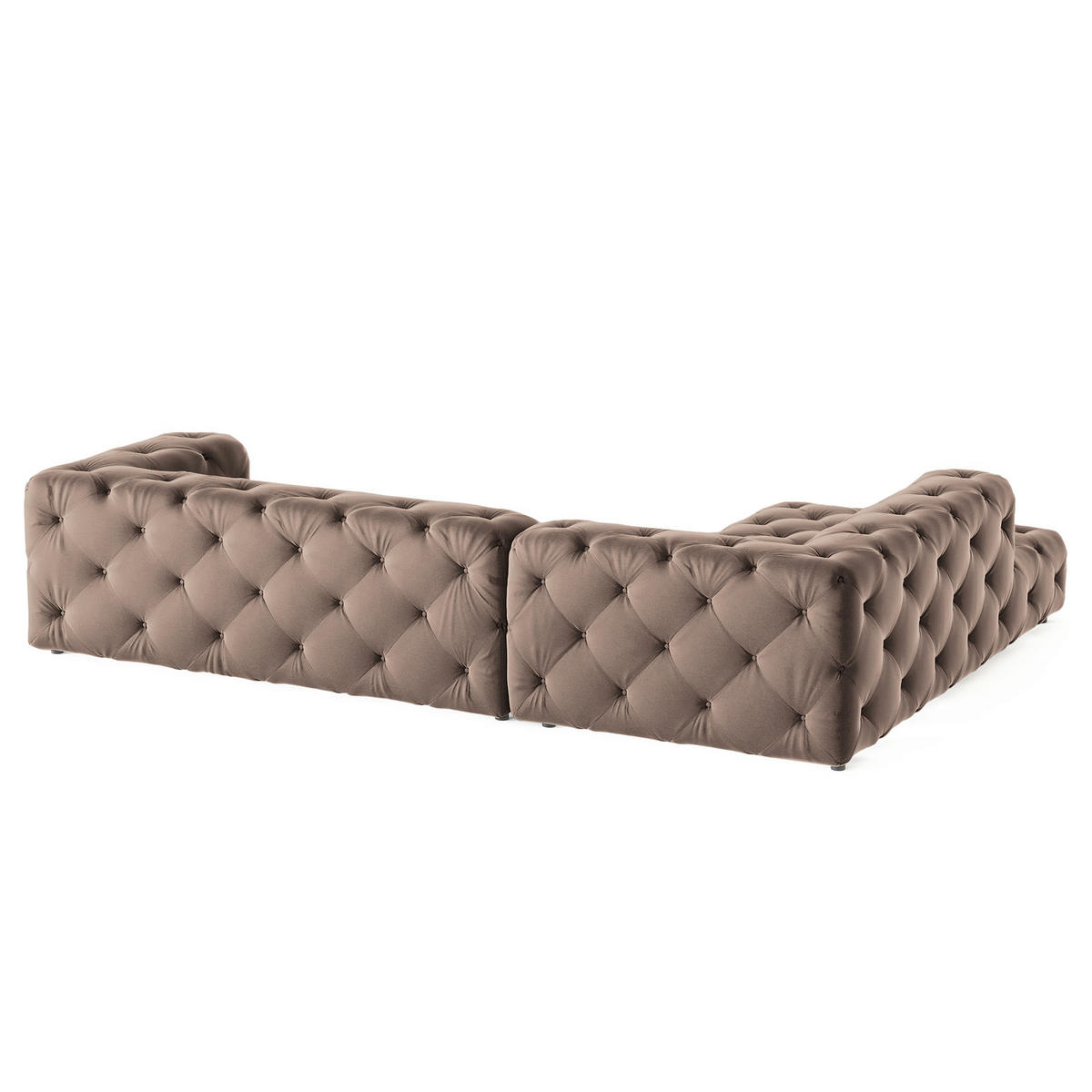 ECKSOFA Fresco in Samt Braun  228/325 cm  - Schwarz/Braun, Design, Kunststoff/Textil (228/325cm) - P & B