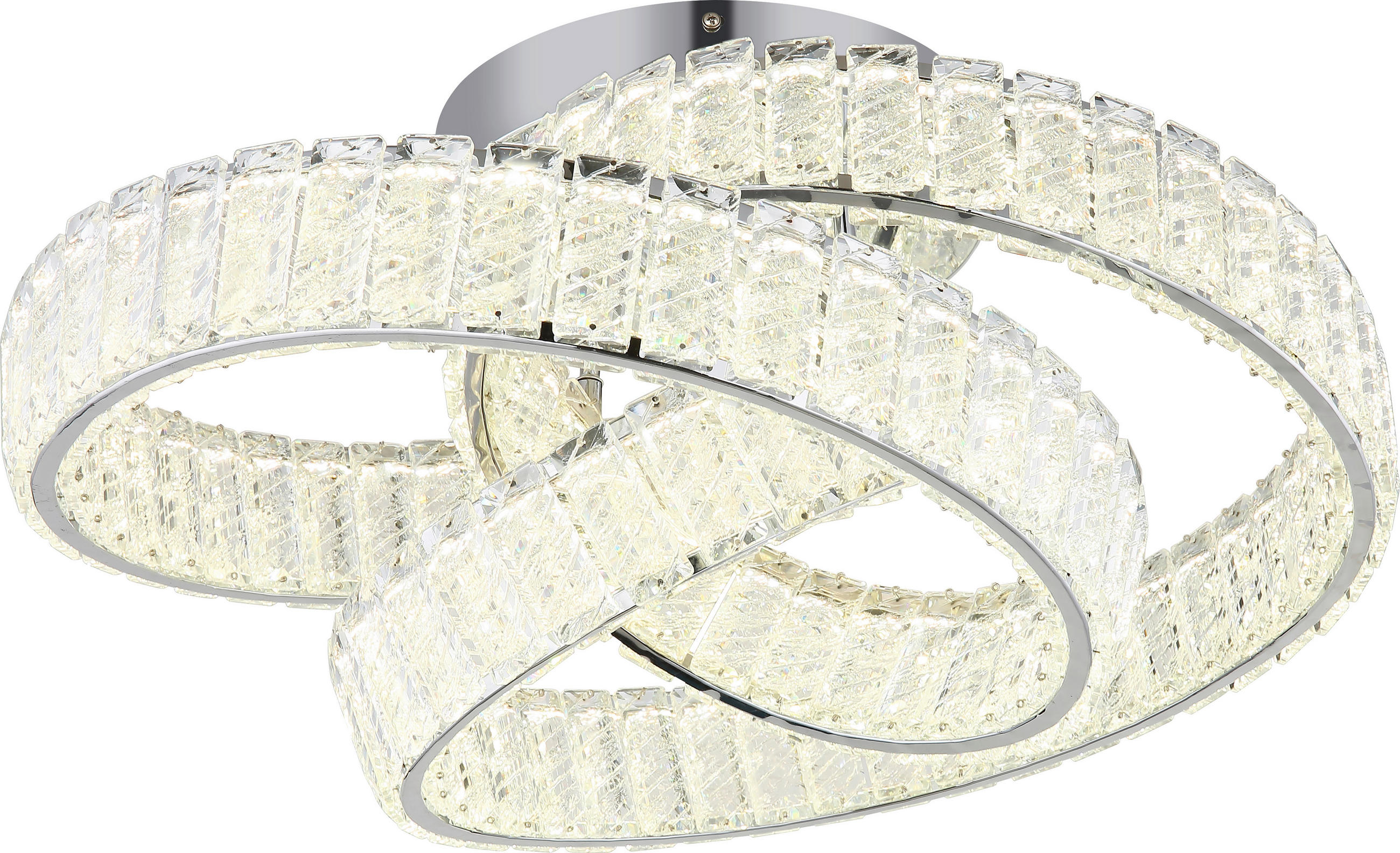 LED-DECKENLEUCHTE 60/26 cm   - Chromfarben, KONVENTIONELL, Glas/Metall (60/26cm) - Glandor