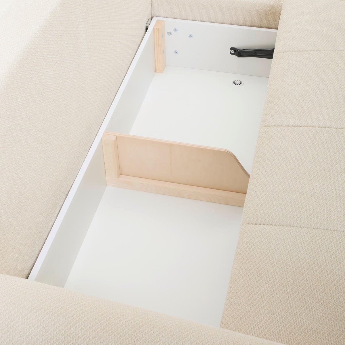 ECKSOFA Creme Webstoff  - Buchefarben/Creme, KONVENTIONELL, Holz/Textil (294/169cm) - Carryhome