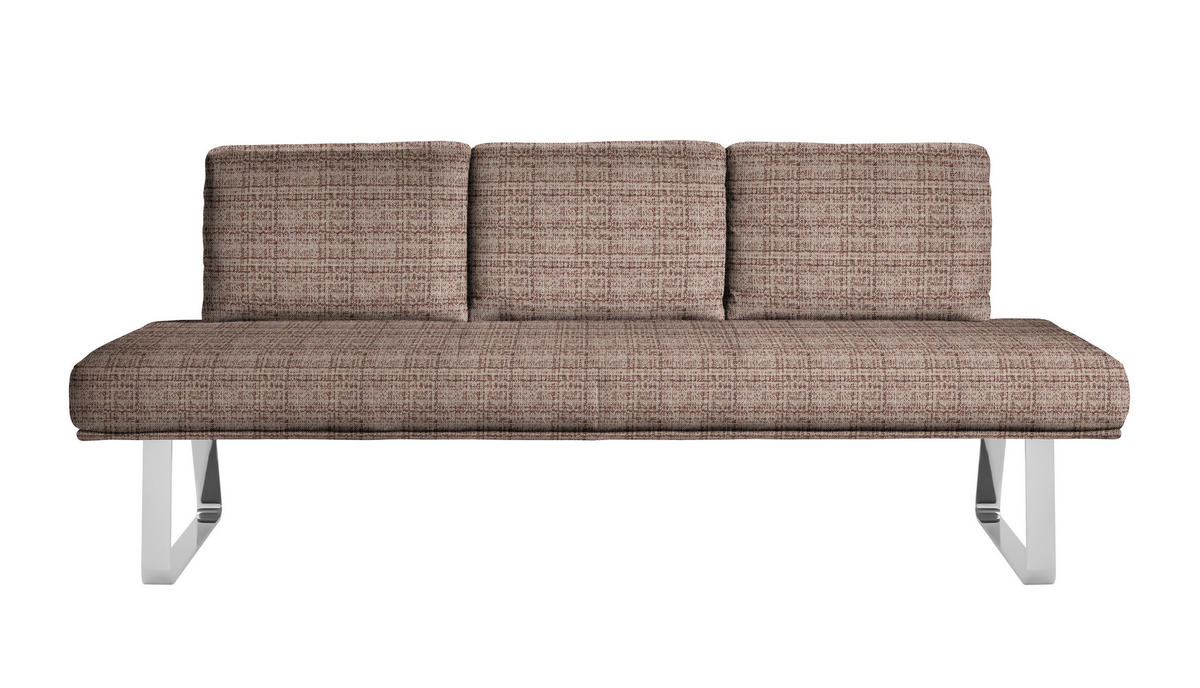 SITZBANK 209/92/78 cm  in Braun, Chromfarben  - Chromfarben/Braun, Design, Textil/Metall (209/92/78cm) - Dieter Knoll