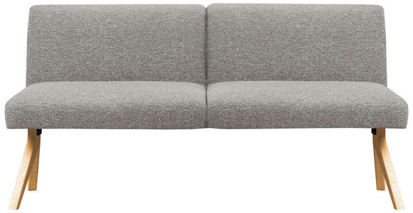 SITZBANK 160/85/69 cm Webstoff Hellgrau Eiche vollmassiv  - Eichefarben/Hellgrau, KONVENTIONELL, Holz/Textil (160/85/69cm) - Linea Natura