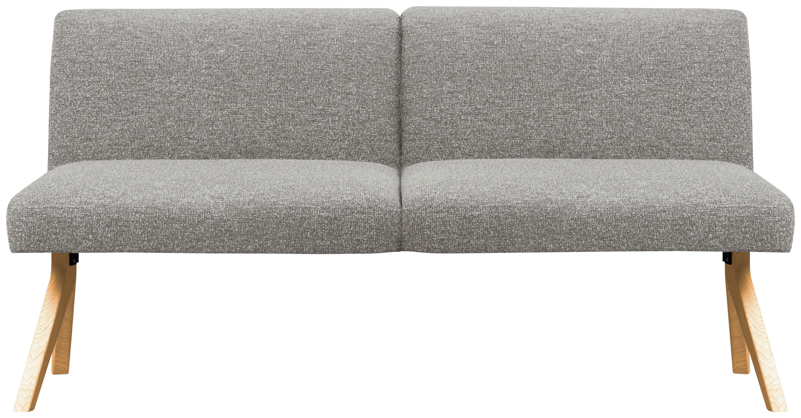 SITZBANK 160/85/69 cm Webstoff Hellgrau Eiche vollmassiv  - Eichefarben/Hellgrau, KONVENTIONELL, Holz/Textil (160/85/69cm) - Linea Natura