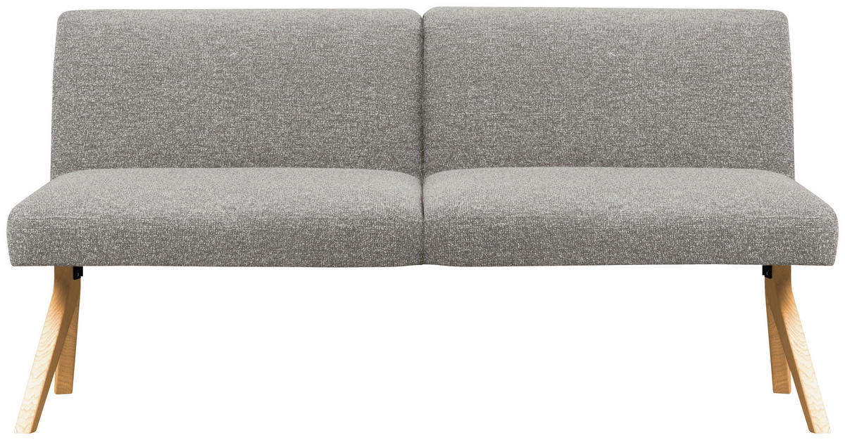 SITZBANK 160/85/69 cm Webstoff Hellgrau Eiche vollmassiv  - Eichefarben/Hellgrau, KONVENTIONELL, Holz/Textil (160/85/69cm) - Linea Natura