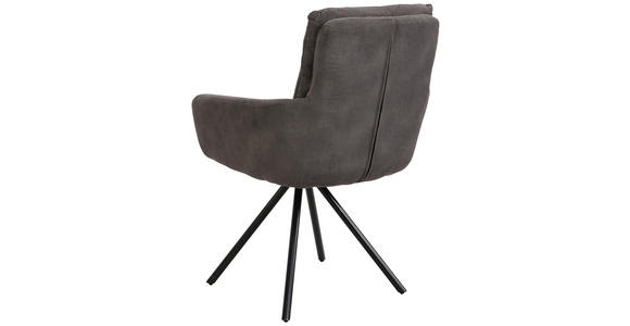 ARMLEHNSTUHL in Eisen Webstoff - Schwarz/Grau, Design, Textil/Metall (62/89/65cm) - Cantus