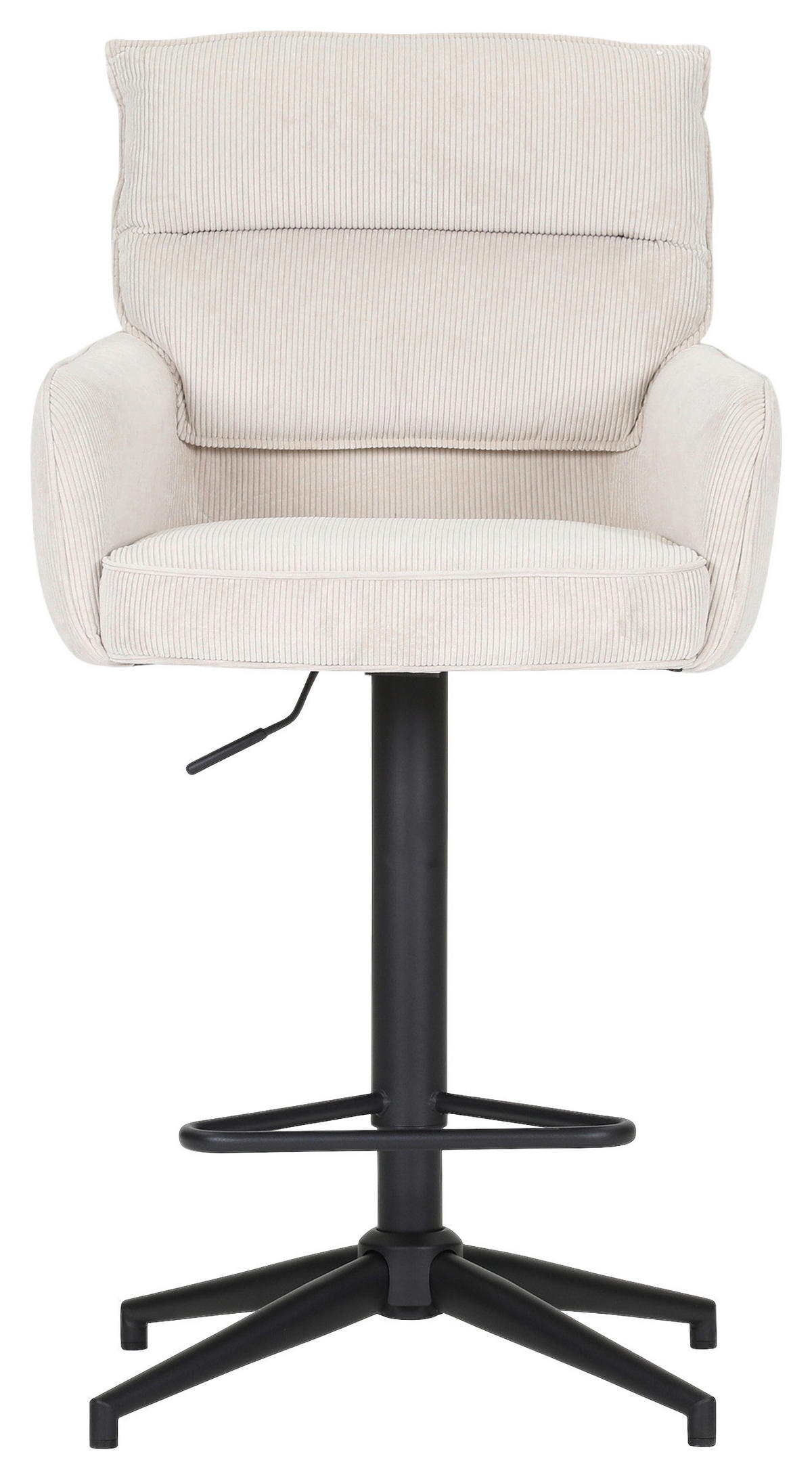 BARHOCKER Cord Beige Stoffauswahl, Sitzfläche 360° drehbar  - Beige/Schwarz, Design, Textil/Metall (54/98-120/58cm) - Novel