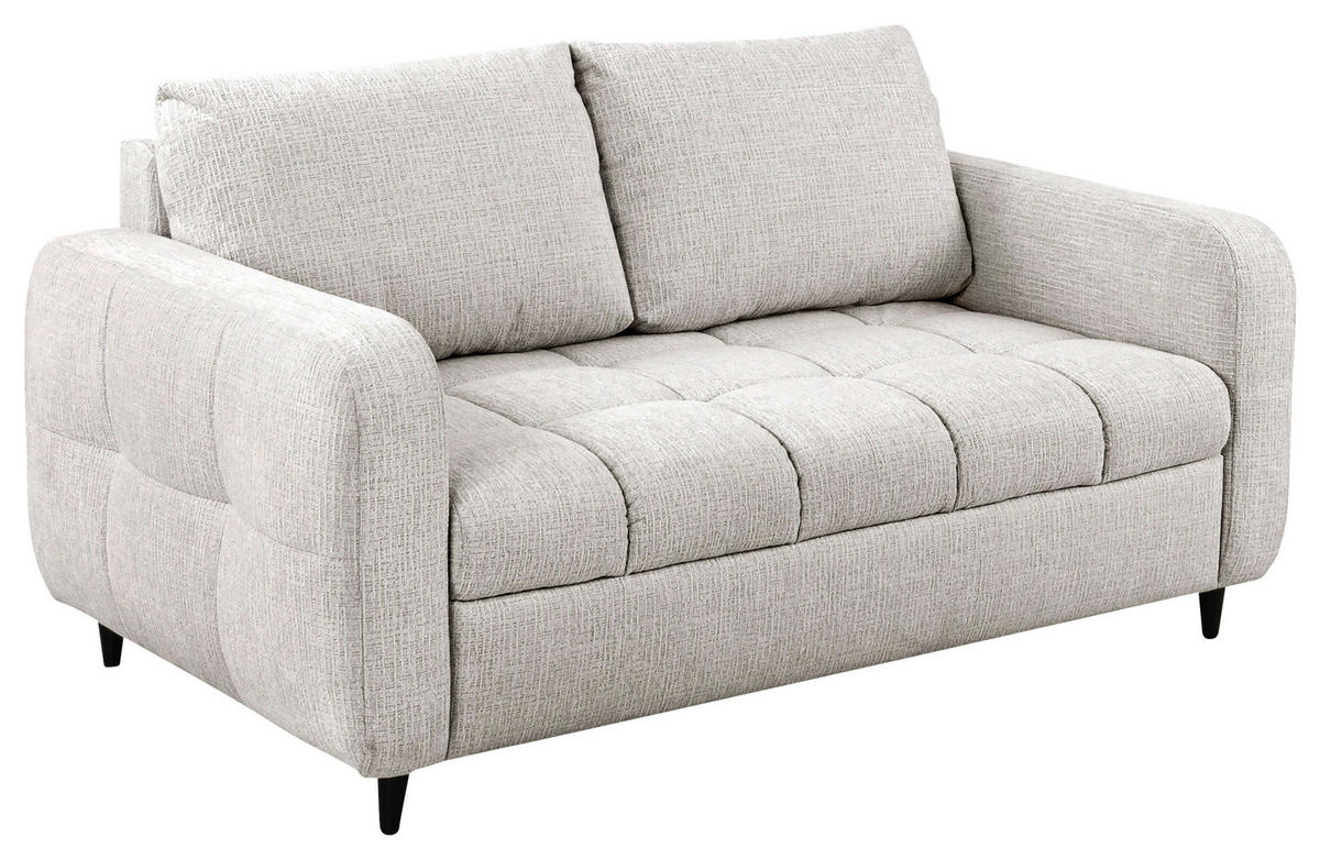 2-SITZER-SOFA Flachgewebe Hellgrau  - Hellgrau/Schwarz, MODERN, Holz/Textil (167/88/101cm) - Lomoco