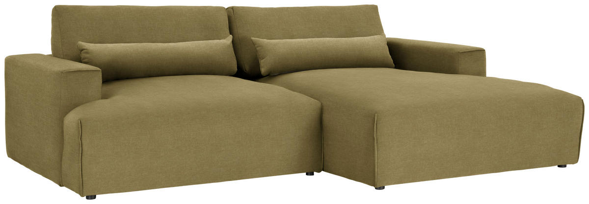 ECKSOFA Felicia in Struktur Khaki  267/187 cm  - Khaki/Schwarz, Design, Kunststoff/Textil (267/187cm) - Stylife