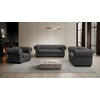 CHESTERFIELD-SOFA in Lederlook Dunkelgrau  - Wengefarben/Dunkelgrau, Lifestyle, Holz/Textil (206/76,5/96cm) - Landscape