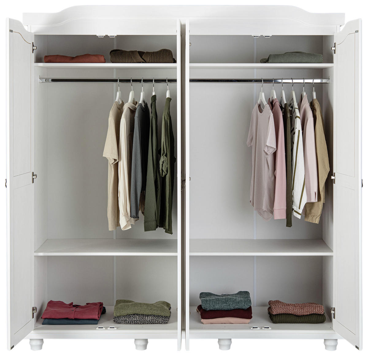 DREHTÜRENSCHRANK 182/198/60 cm 4-türig Weiß  - Schwarz/Weiß, KONVENTIONELL, Holz/Metall (182/198/60cm) - MID.YOU
