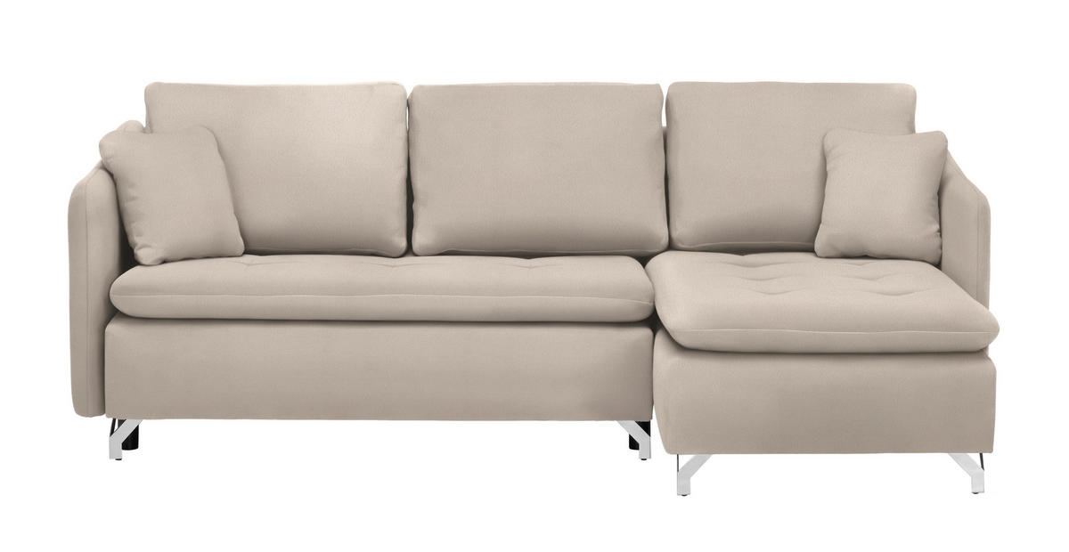 ECKSOFA in Flachgewebe Creme  - Silberfarben/Creme, Design, Textil/Metall (223/146cm) - Ti'me