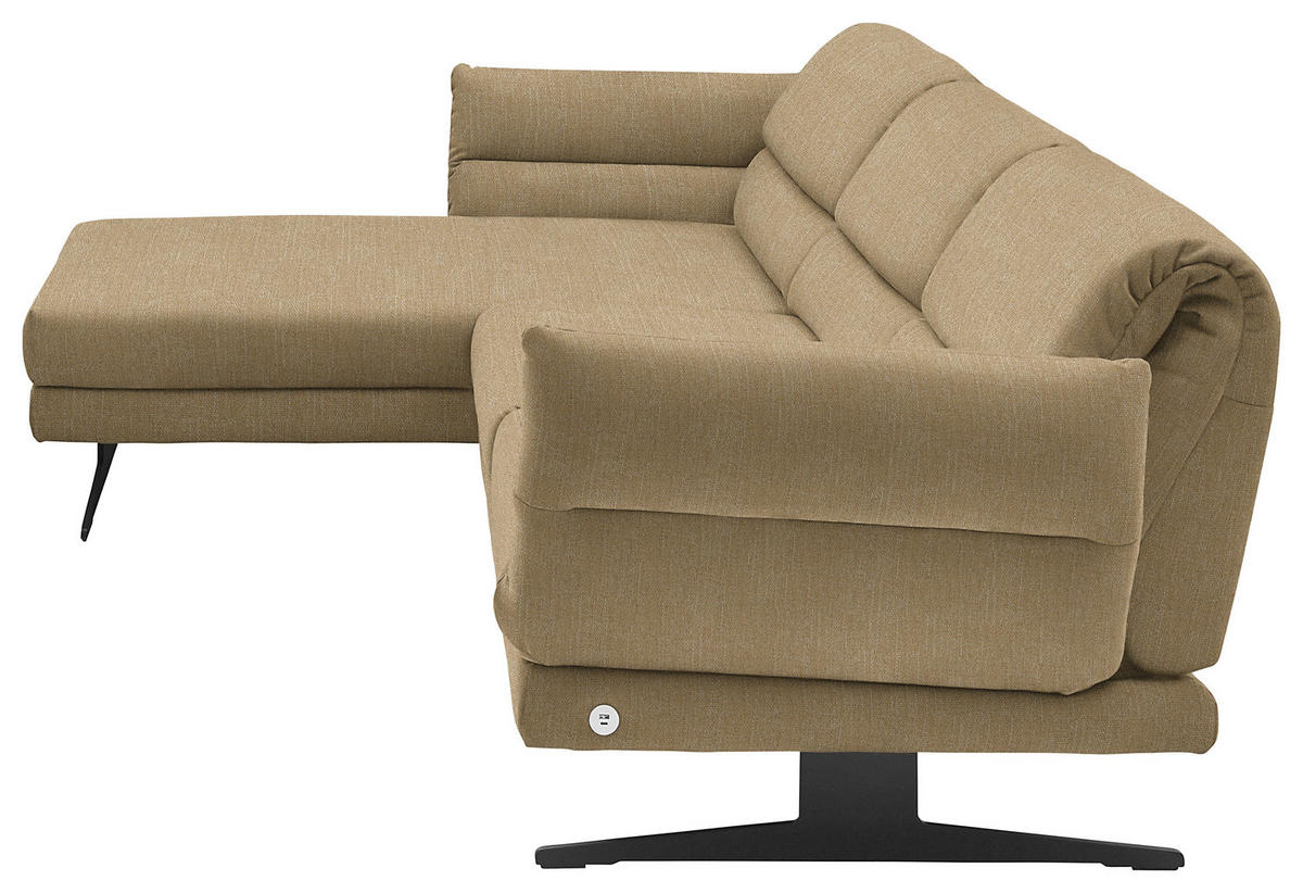 ECKSOFA in Flachgewebe Senfgelb  - Senfgelb/Schwarz, Design, Textil/Metall (176-217/279-327cm) - Dieter Knoll