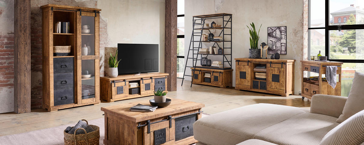 SIDEBOARD Naturfarben, Schwarz  145/85/45 cm  - Schwarz/Naturfarben, KONVENTIONELL, Holz/Holzwerkstoff (145/85/45cm) - Landscape