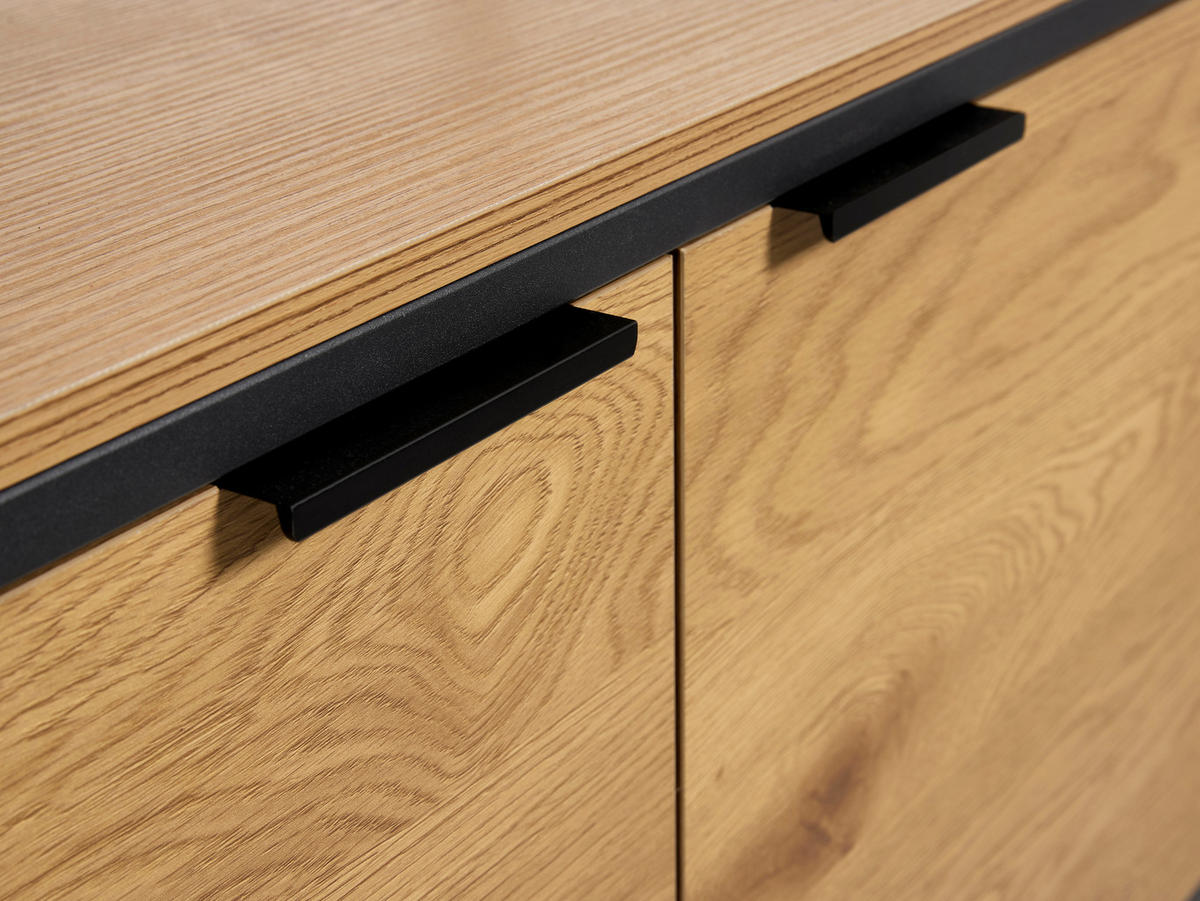 REGAL Eichefarben  90/190/40 cm  - Eichefarben/Schwarz, MODERN, Holzwerkstoff/Metall (90/190/40cm) - Lomoco