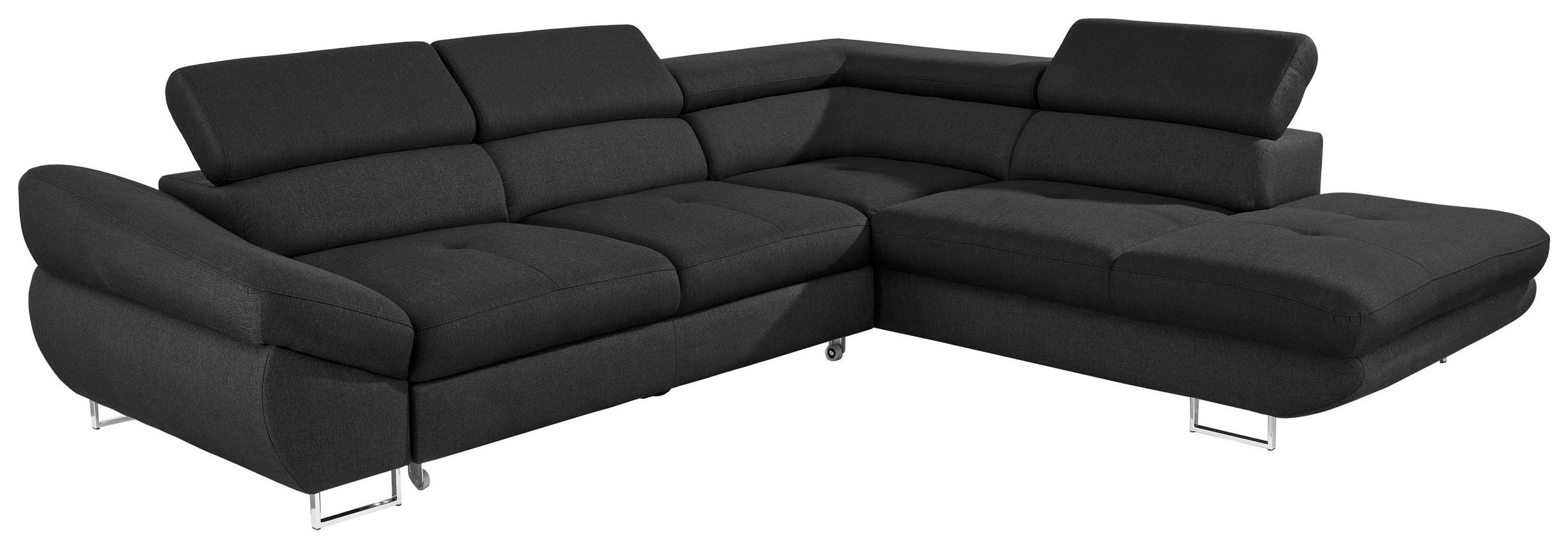 ECKSOFA in Webstoff Schwarz  - Schwarz, Design, Textil/Metall (280/235cm) - Hom`in
