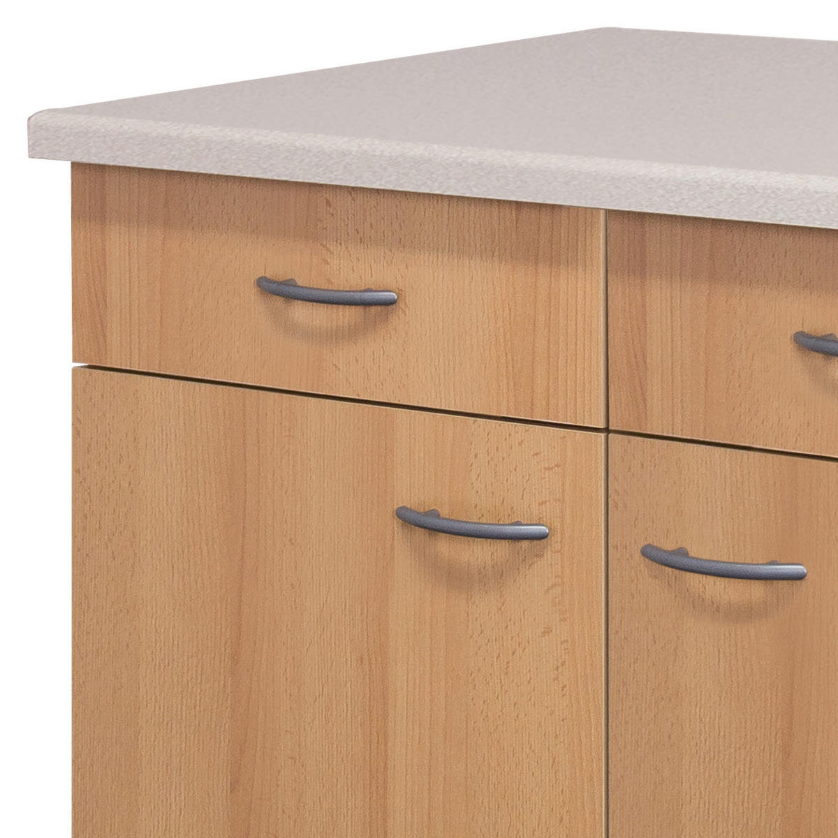 KÜCHENUNTERSCHRANK 100/85/57 cm  in Buchefarben  - Edelstahlfarben/Beige, MODERN, Holzwerkstoff/Kunststoff (100/85/57cm) - FlexWell