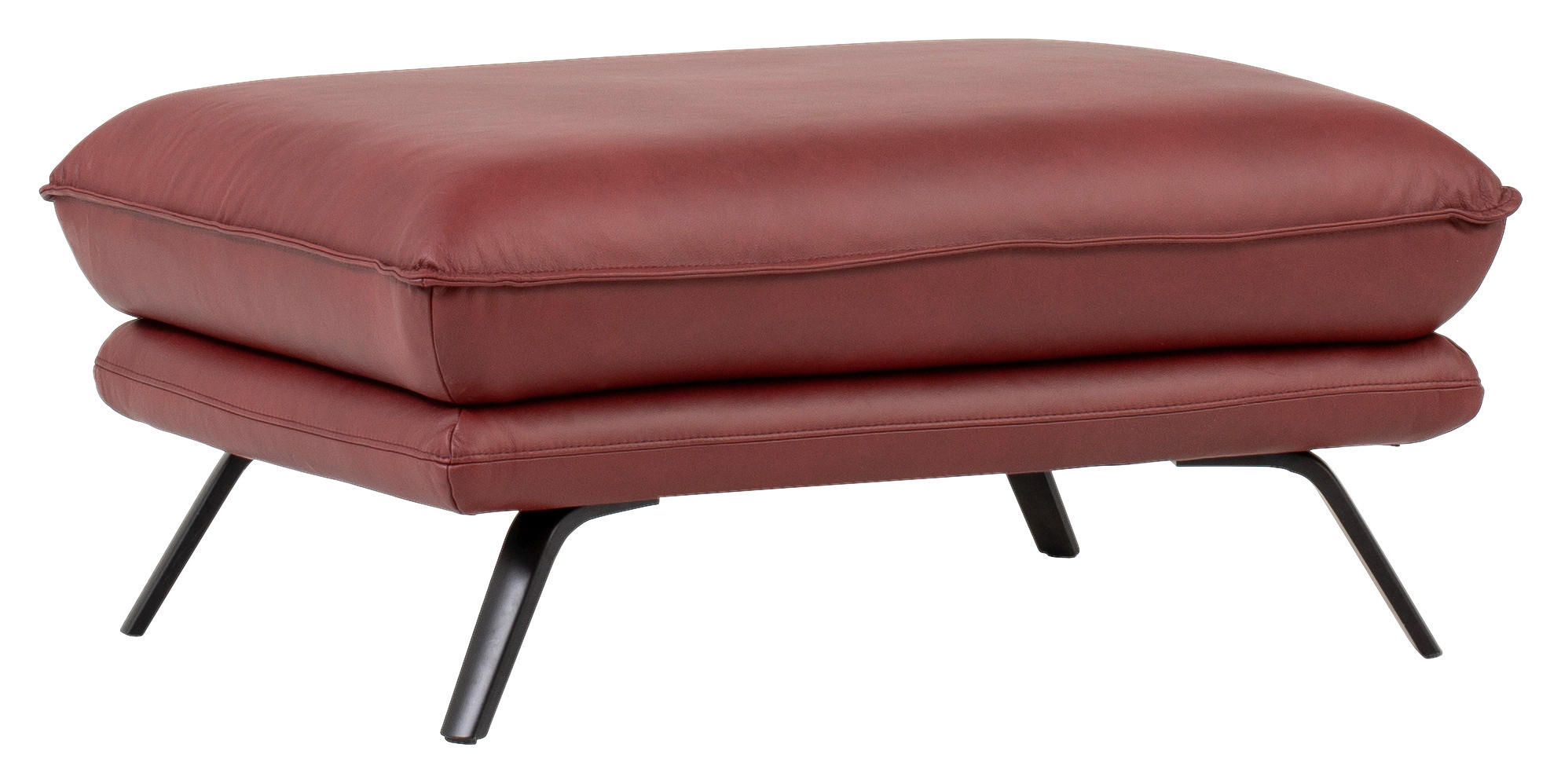 TABURETKA, koža, bordová - čierna/bordová, Design, kov/koža (103/47/75cm) - Celina Home