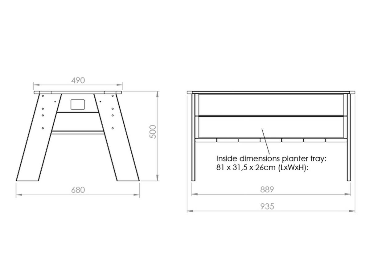 UTEMÖBLER SET FÖR BARN - grå, Klassisk, trä (94/68/50cm) - EXIT Toys