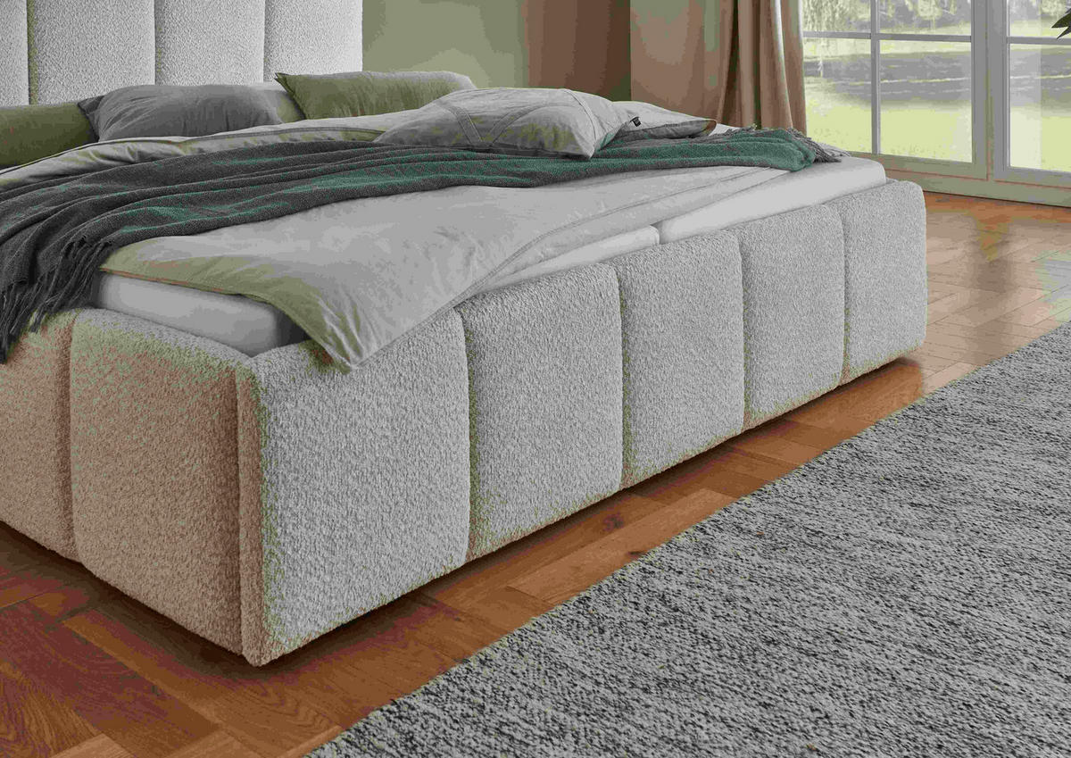 POLSTERBETT 180/200 cm  in Creme  - Creme/Schwarz, Design, Holz/Textil (180/200cm) - Xora