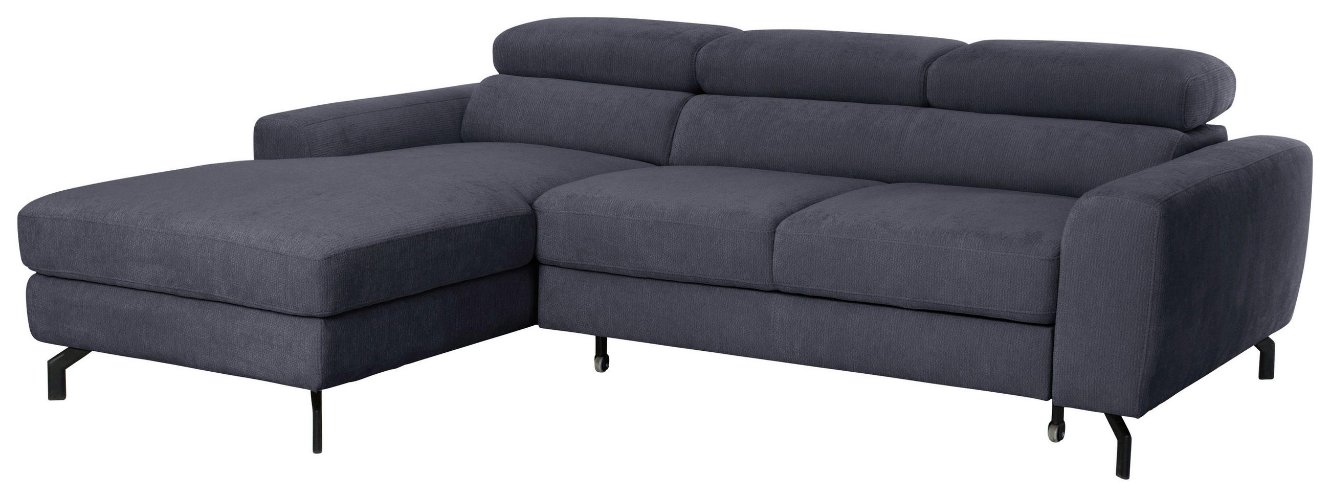 ECKSOFA Chenille Anthrazit  - Anthrazit/Schwarz, Design, Textil/Metall (177/226cm) - Livetastic