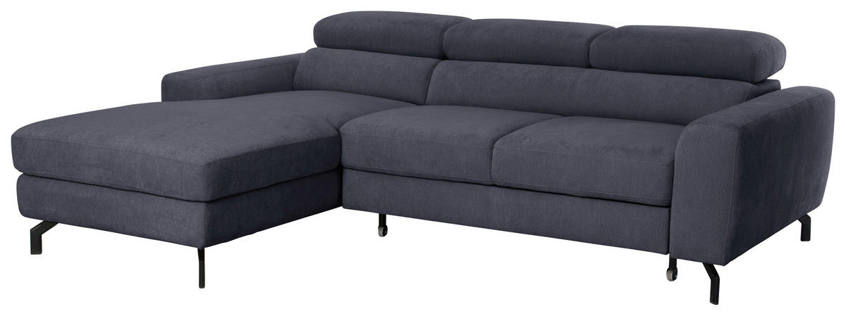ECKSOFA Chenille Anthrazit  - Anthrazit/Schwarz, Design, Textil/Metall (177/226cm) - Livetastic