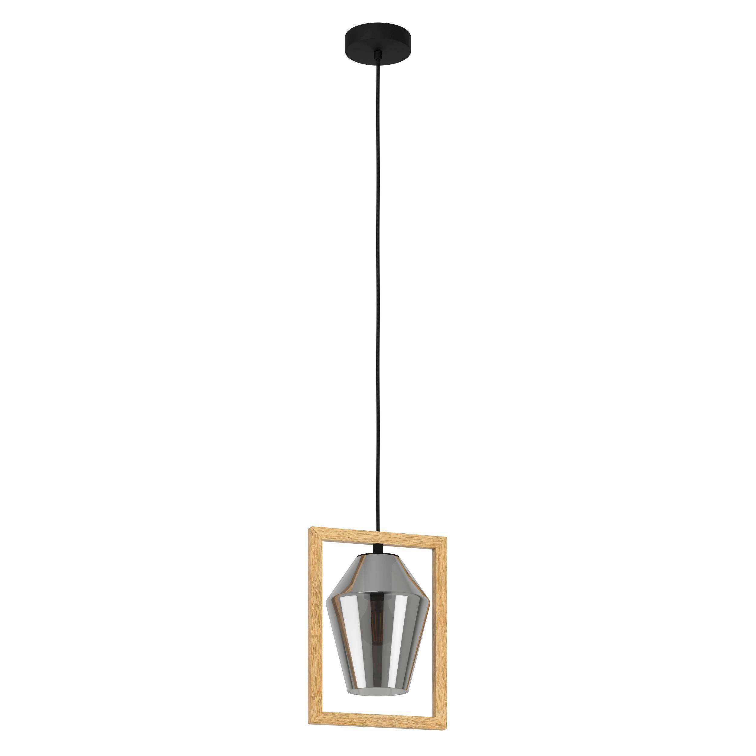HÄNGELEUCHTE 23/16,5/110 cm    - Schwarz/Braun, Natur, Glas/Holz (23/16,5/110cm) - Eglo