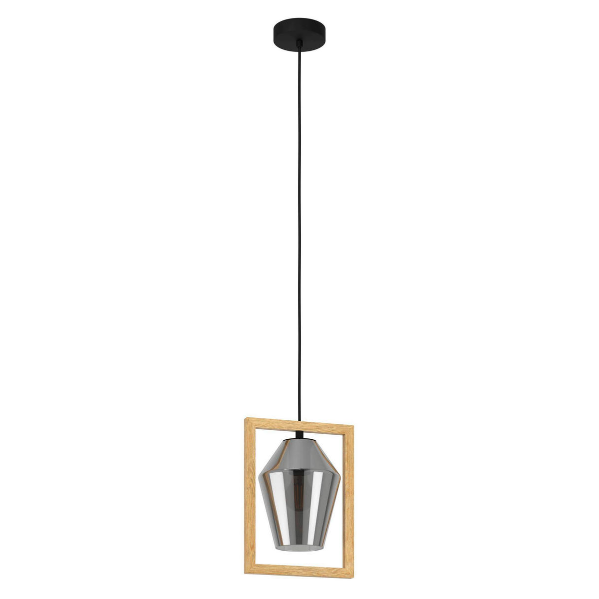 HÄNGELEUCHTE 23/16,5/110 cm    - Schwarz/Braun, Natur, Glas/Holz (23/16,5/110cm) - Eglo