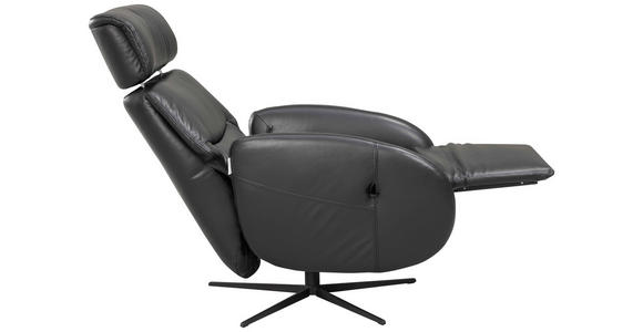 RELAXSESSEL Itala Echtleder Relaxfunktion, Kopfteilverstellung, Rücken echt    - Schwarz, Design, Leder (71/110/80cm) - Novel