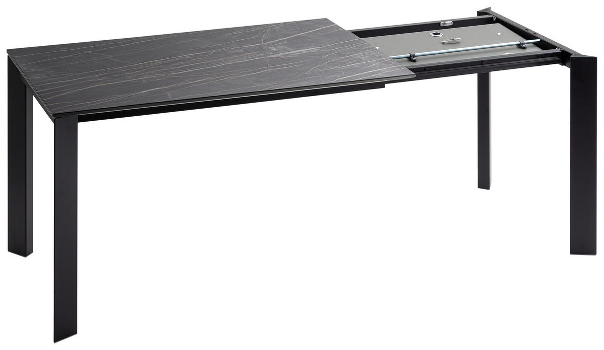 ESSTISCH Grau, Schwarz rechteckig  ausziehbar, in verschiedenen Größen erhältlich  - Schwarz/Grau, Design, Keramik/Metall (120-180/80/75cm) - home24