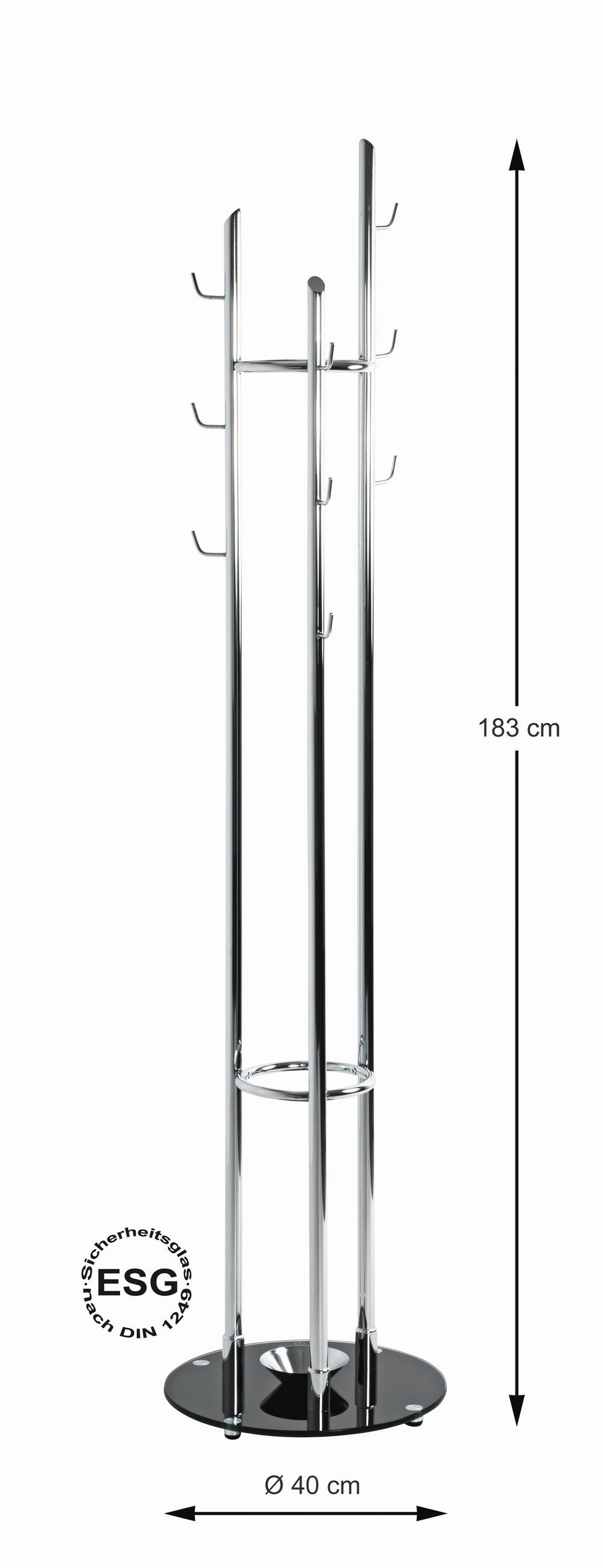 KLÄDHÄNGARE - kromfärg/svart, Design, metall/glas (40/183/40cm) - Best Price