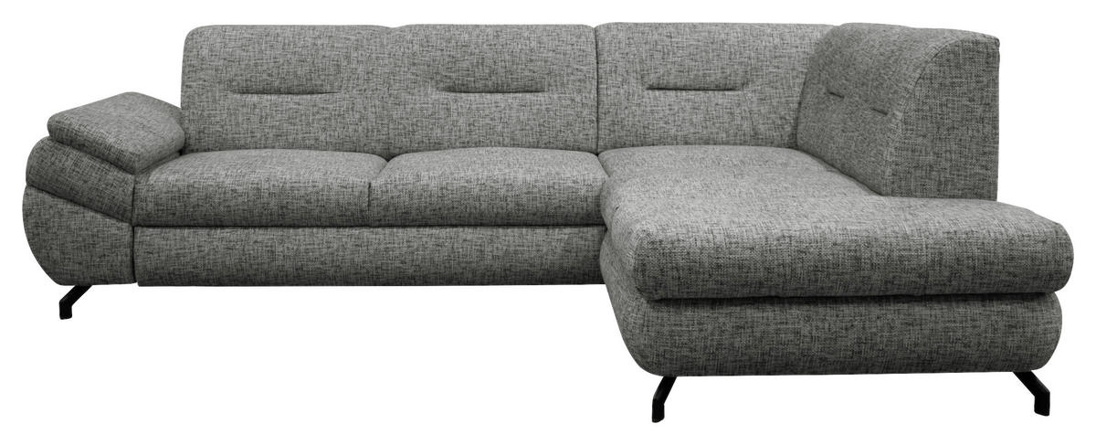 ECKSOFA Grau Struktur, Plüsch  - Schwarz/Grau, Design, Textil/Metall (274/201cm) - MID.YOU