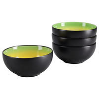 SKÅLSET Hot Green 4 delar  - grön/svart, Basics, keramik (17,5/8,5cm) - Creatable
