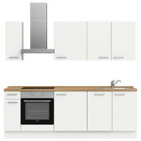 KÜCHENLEERBLOCK 240 cm   in Weiß, Eichefarben  - Edelstahlfarben/Eichefarben, MODERN, Holzwerkstoff/Metall (240cm) - Nobilia