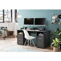 SCHREIBTISCH 150/70/86,7 cm Anthrazit Stauraum, Regal  - Anthrazit/Silberfarben, MODERN, Holzwerkstoff/Kunststoff (150/70/86,7cm) - MID.YOU