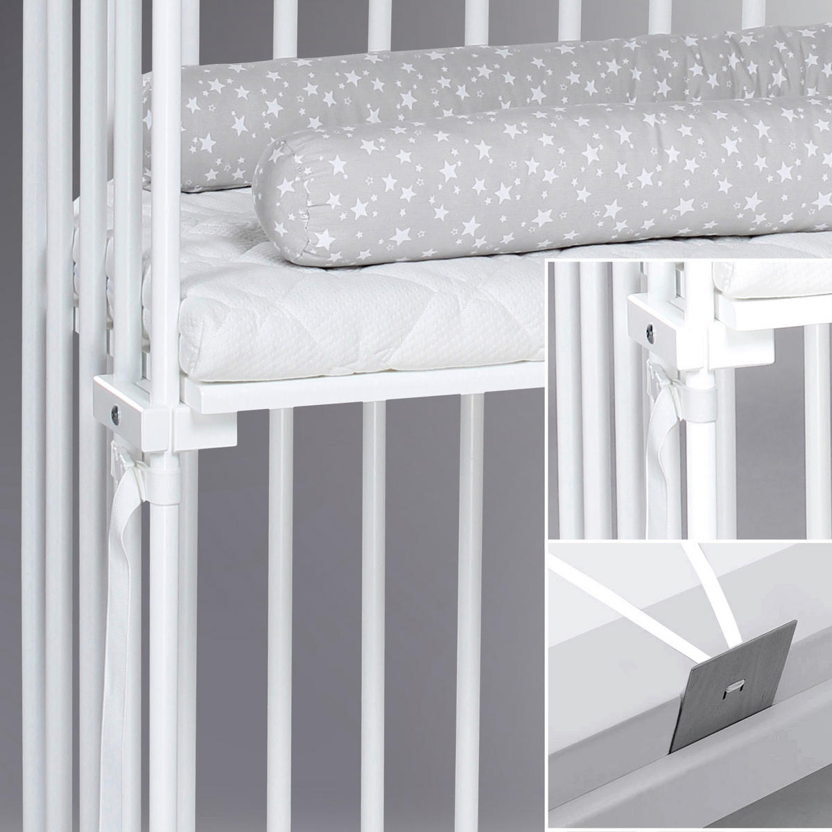 BEISTELLBETT Babybay Boxspring 96,5/54/96 cm  - Schieferfarben/Grau, Basics, Holz (96,5/54/96cm) - Babybay