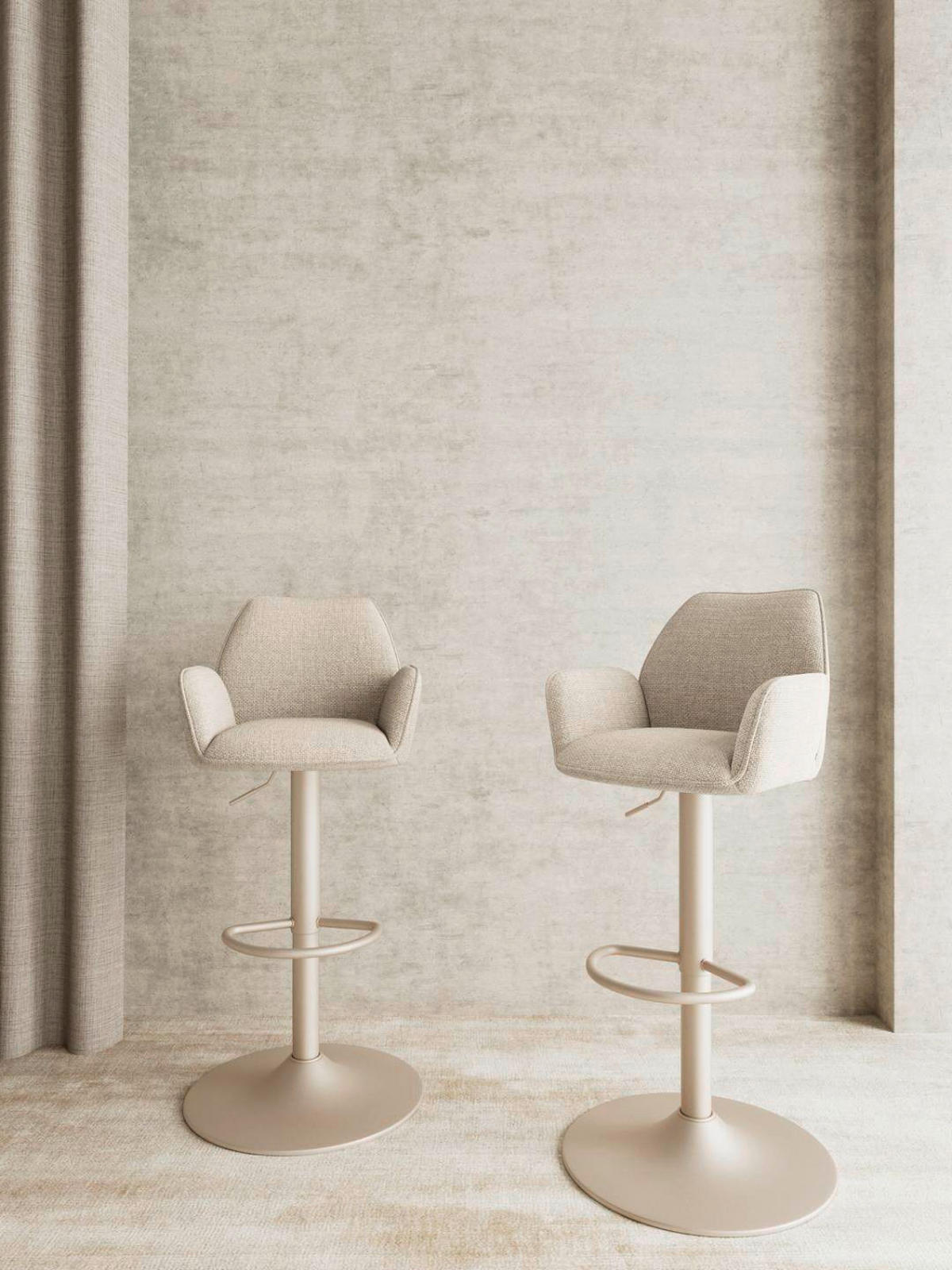 BARHOCKER in Beige  - Beige/Grau, KONVENTIONELL, Textil/Metall (52,5/114/52cm) - MID.YOU