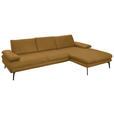 ECKSOFA in Echtleder Currygelb  310/180 cm  - Currygelb/Schwarz, Design, Leder/Metall (310/180cm) - Dieter Knoll