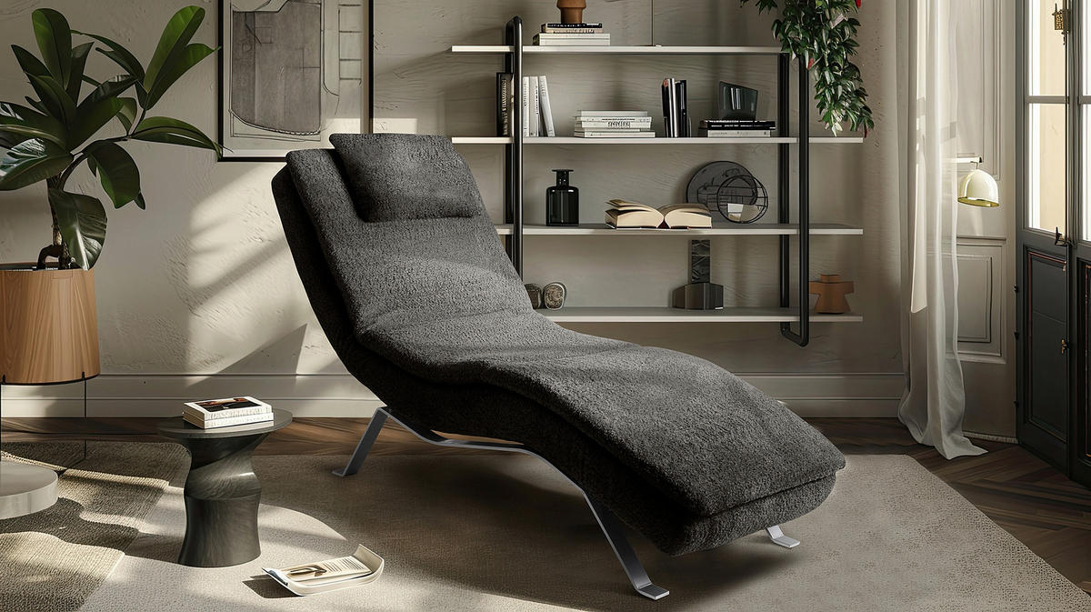 RELAXLIEGE Bouclé Anthrazit  - Anthrazit/Silberfarben, Design, Textil/Metall (65/95/171cm) - Celina Home