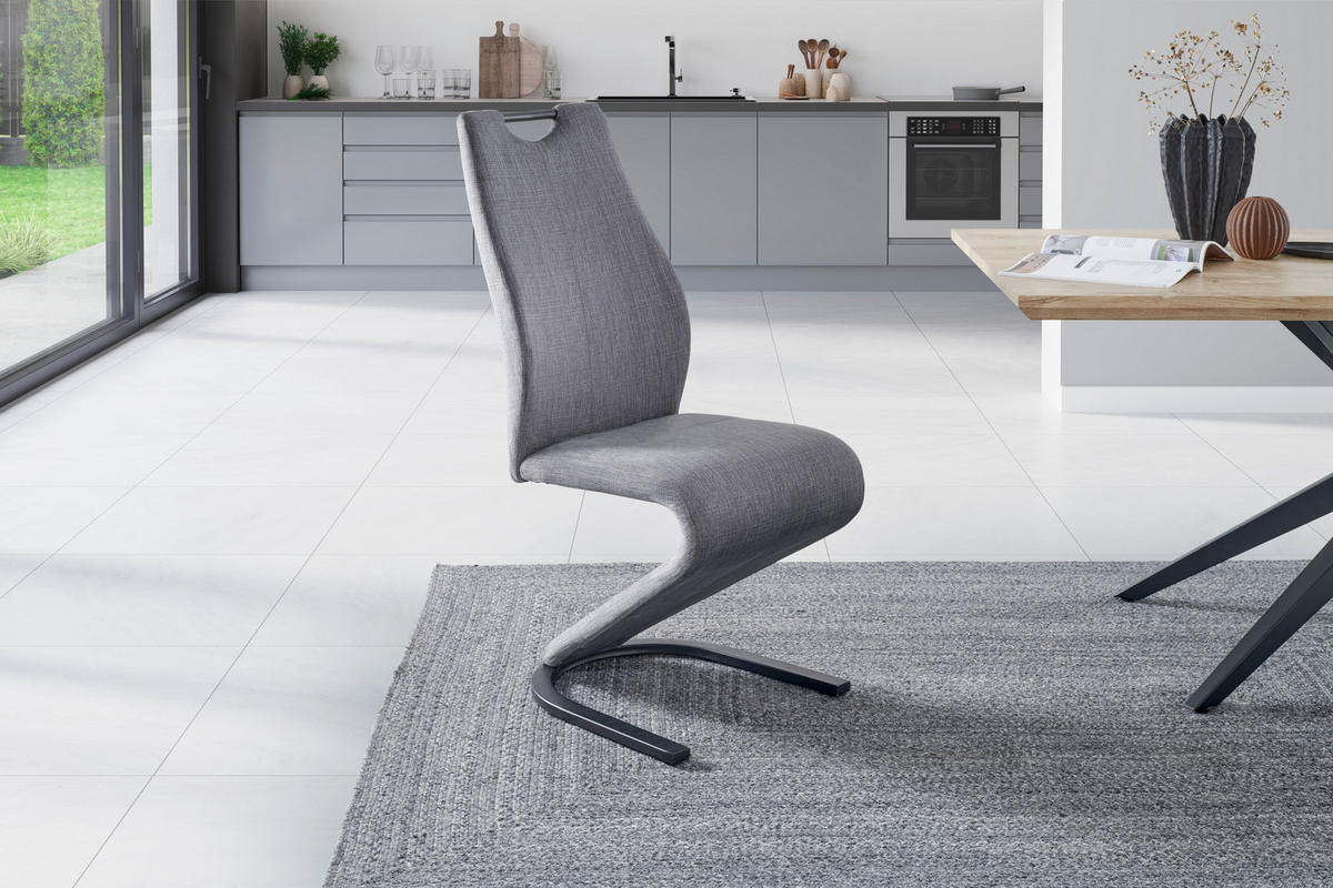 SCHWINGSTUHL  in Eisen Webstoff  - Schwarz/Grau, LIFESTYLE, Textil/Metall (44/105/65cm) - MID.YOU