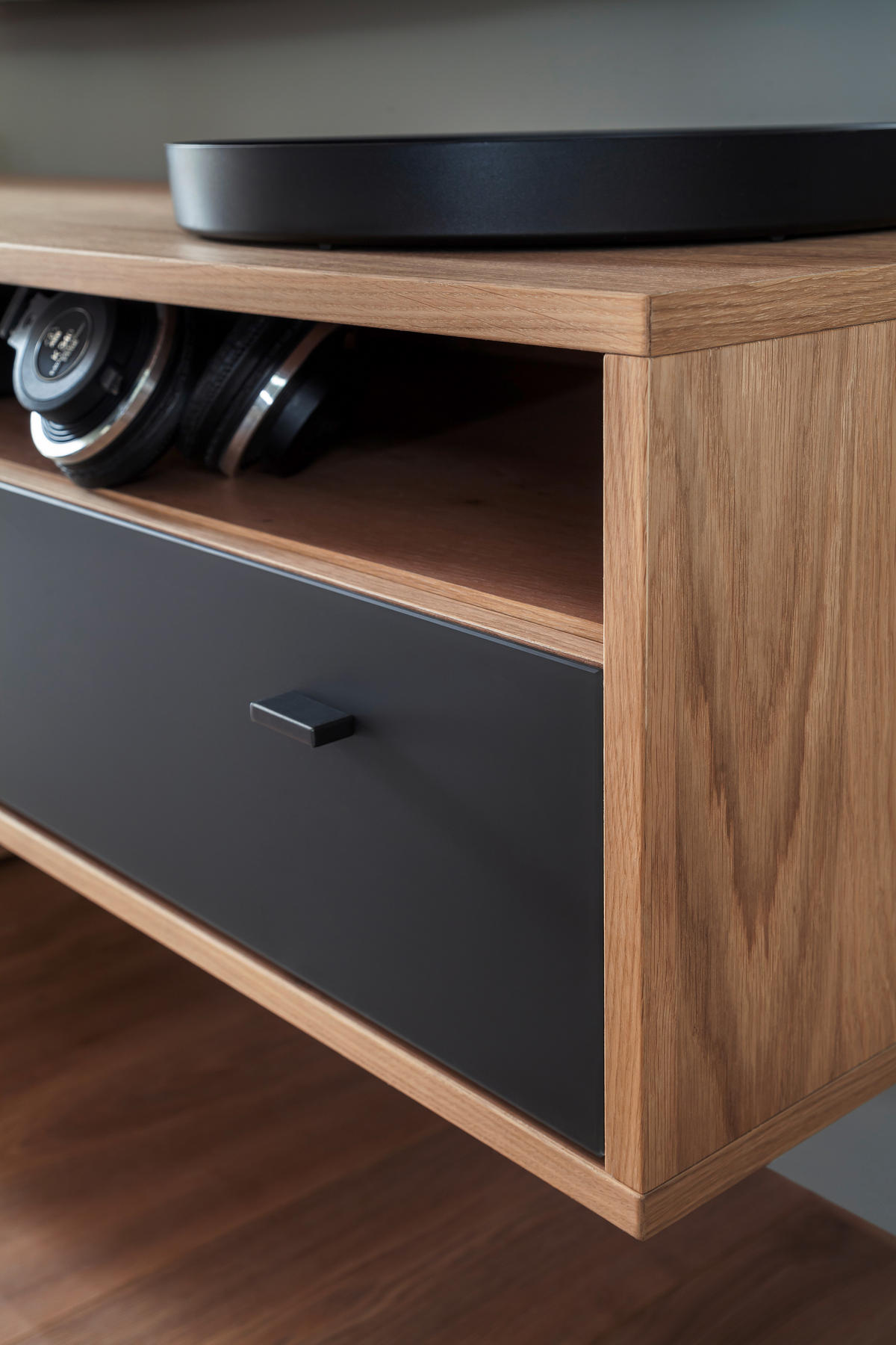 LOWBOARD  in 306/70/50 cm  - Eiche Bianco/Anthrazit, Design, Glas/Holz (306/70/50cm) - MID.YOU