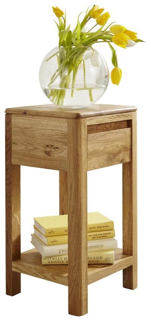 BLUMENSÄULE Holz Wildeiche vollmassiv  - Eichefarben, Design, Holz (30/30/60cm) - Livetastic
