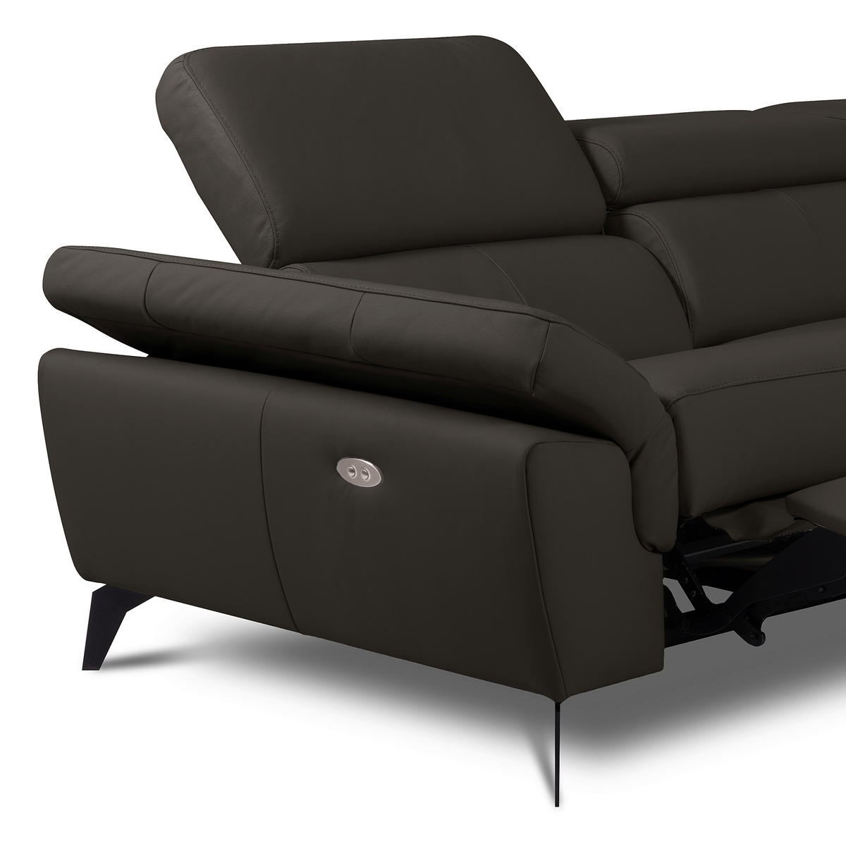 ECKSOFA  in Lederlook Echtleder Dunkelbraun  252/179 cm  - Dunkelbraun/Schwarz, Design, Leder/Textil (252/179cm) - Livetastic
