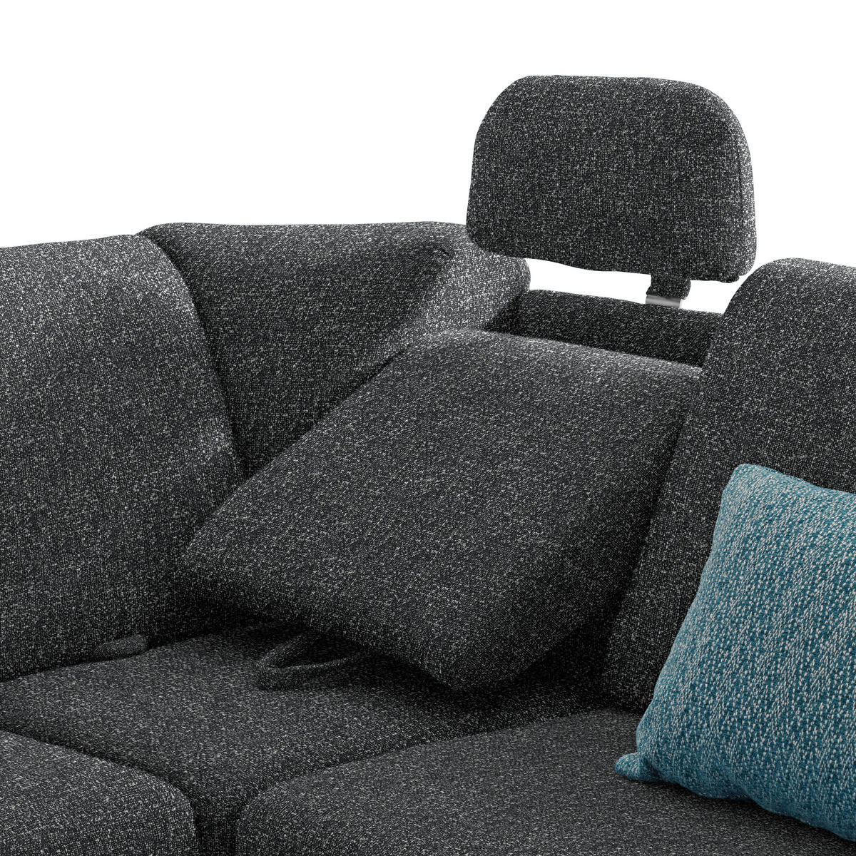 WOHNLANDSCHAFT  in Mikrovelours Anthrazit  - Anthrazit/Alufarben, KONVENTIONELL, Kunststoff/Textil (158/322/236cm) - Sedda