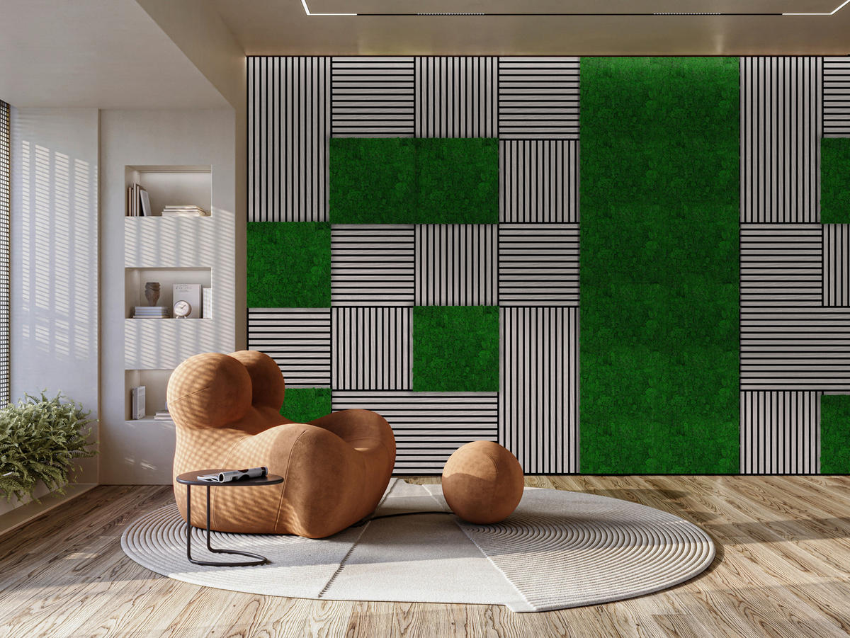 AKUSTIKPANEEL Modular Wall System Moos 52/52/4 cm  - Grün, KONVENTIONELL, Naturmaterialien (52/52/4cm) - Jangal