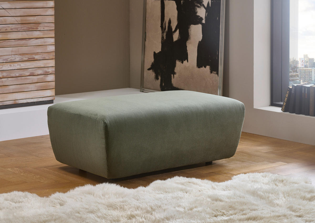 ECKSOFA in Feincord Waldgrün  - Waldgrün/Schwarz, Design, Kunststoff/Textil (174/302cm) - Beldomo Style