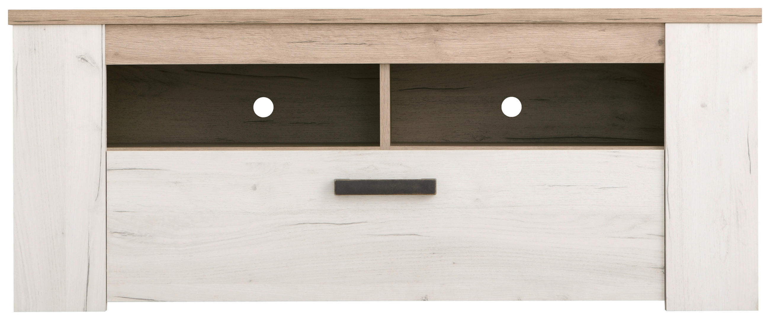 TV DIEL, farba strieborného duba, 122,5/49,5/43,5 cm - farba strieborného duba, Basics, kompozitné drevo (122,5/49,5/43,5cm) - Ti'me